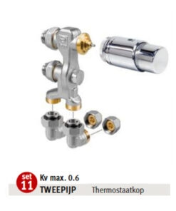 Jaga aansluitset 11 met AC thermostaatknop (16 x 2 mm) - 1/2" M24 Wandaansluiting Pro set