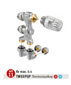 Jaga aansluitset 11 met HC thermostaatknop (16 x 2 mm) - 1/2" M24 Wandaansluiting Pro set