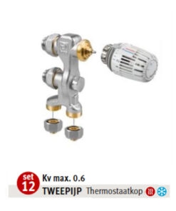 Jaga aansluitset 12 met HC thermostaatknop (16 x 2 mm) - 1/2" M24 Vloeraansluiting Pro set