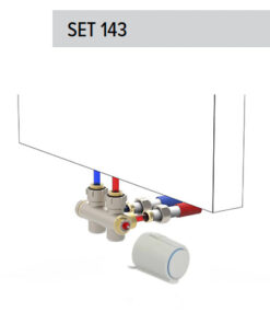 Jaga aansluitset 143 met thermo elektrische motor (16 x 2 mm) - 1/2" 3/4 Euroconus Wand of vloer aansluiting