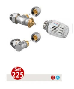 Jaga aansluitset 225 met HC thermostaatknop (16 x 2 mm) - 1/2" 3/4 Euroconus Wandaansluiting Set