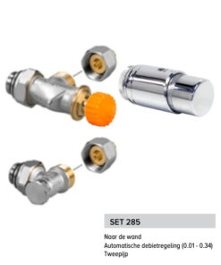 Jaga aansluitset 285 met AC thermostaatknop (16 x 2 mm) - 1/2" 3/4 Euroconus Wandaansluiting Set