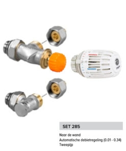 Jaga aansluitset 285 met HC thermostaatknop (16 x 2 mm) - 1/2" 3/4 Euroconus Wandaansluiting Set