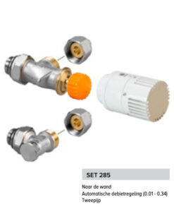 Jaga aansluitset 285 met JW thermostaatknop (16 x 2 mm) - 1/2" 3/4 Euroconus Wandaansluiting Set